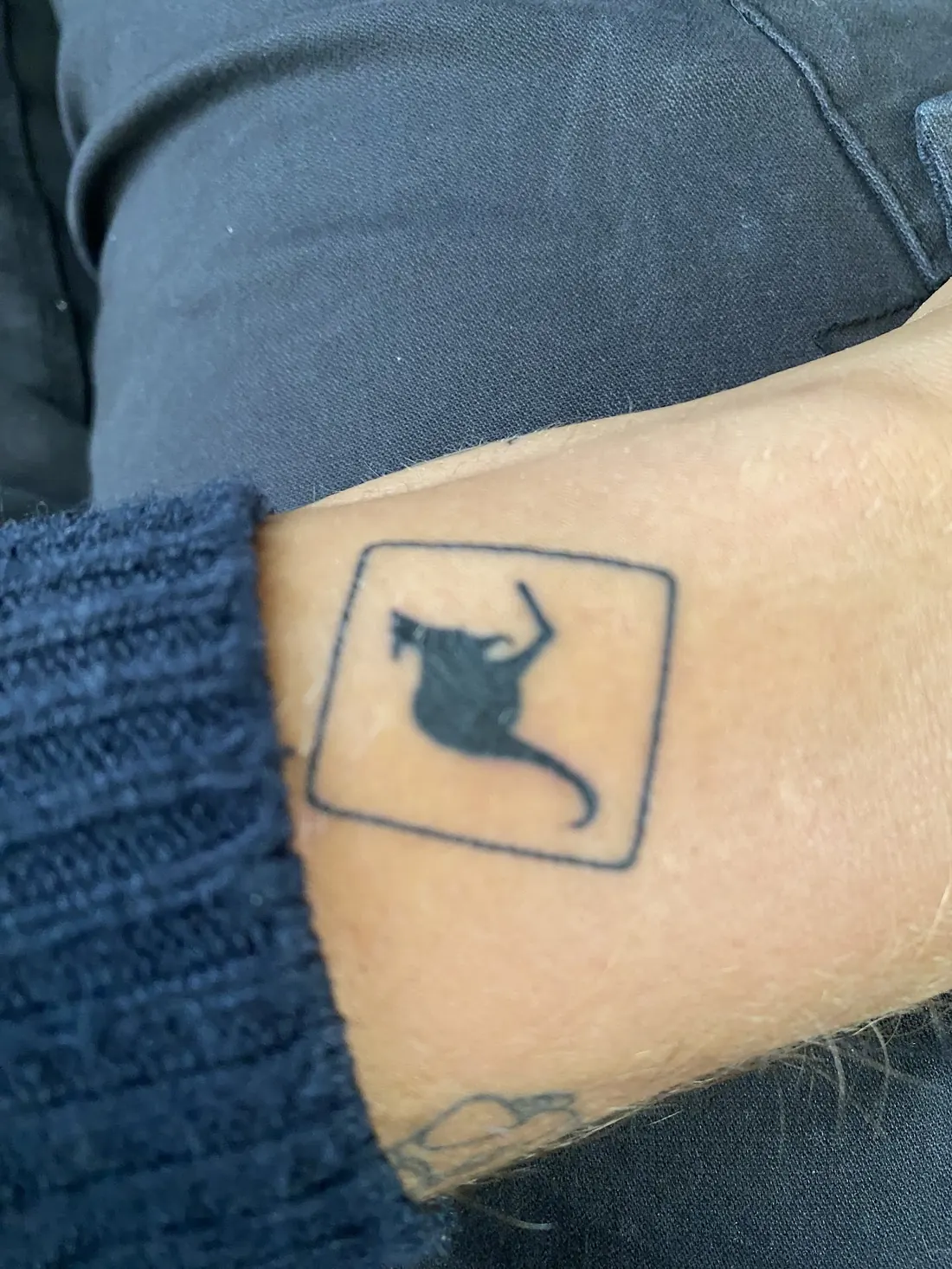 Geometric kangaroo silhouette tattoo in a frame